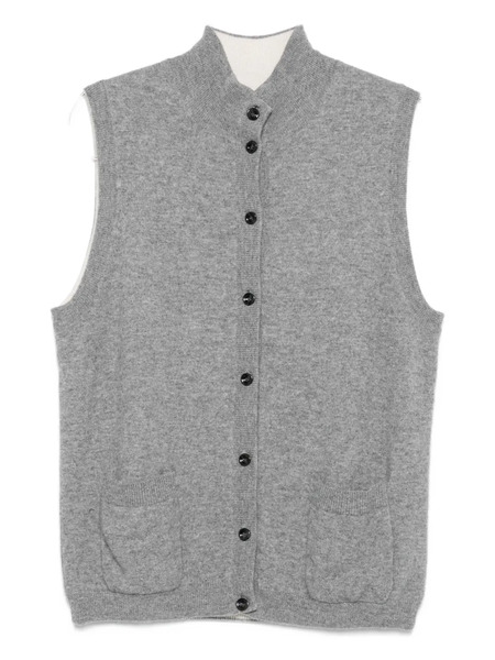  Oliver Lattughi Ribbed Button-front Vest - Grey 
