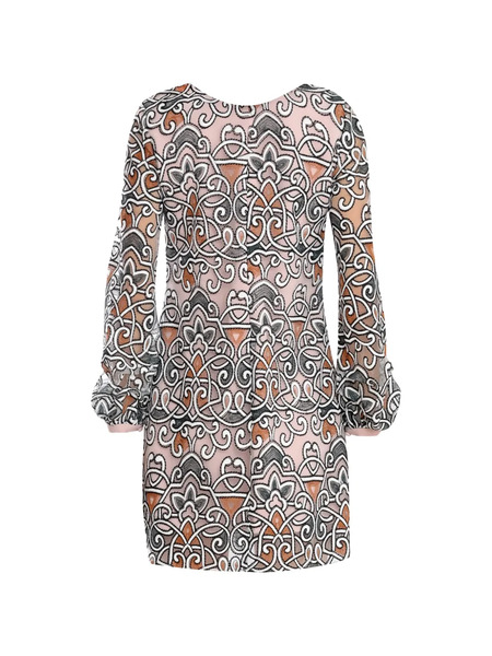  Olympiah Arabesco Patterned Long-sleeve Dress - Pink 