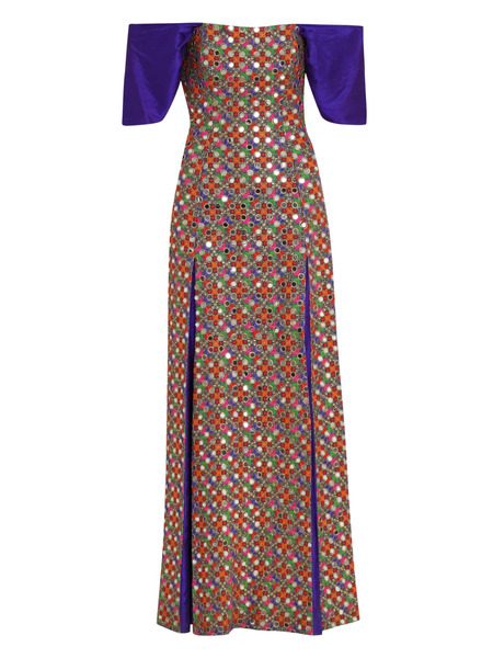  Olympiah Carol Floral-embroidered Gown - Purple 