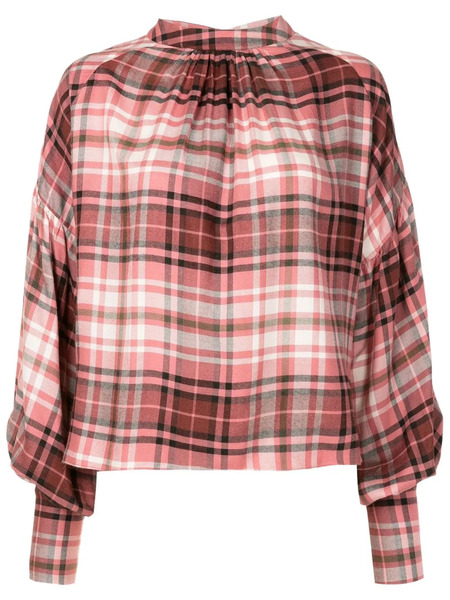  Olympiah Check-print Round Neck Blouse - Red 
