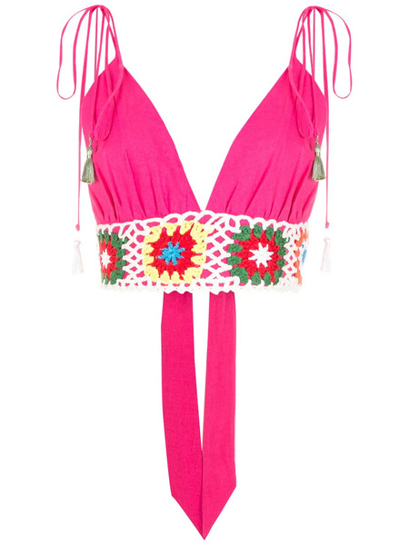  Olympiah Crochet-trim Cropped Top - Pink 