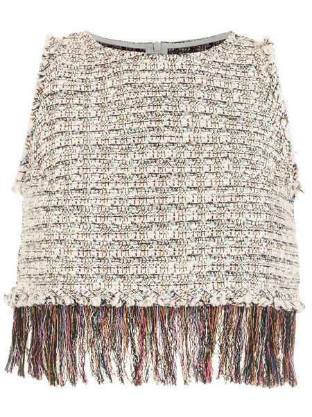  Olympiah Cropped Tweed Fringe Top - Neutrals 