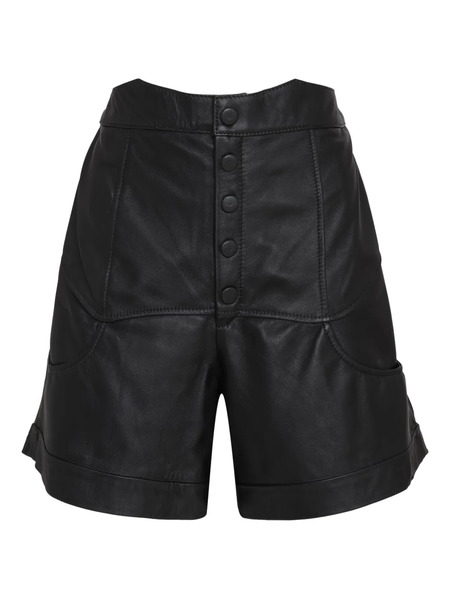  Olympiah High-waist Button-front Leather Shorts - Black 