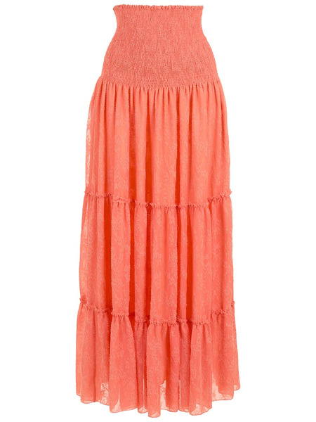  Olympiah High-waisted Pleated Maxi Skirt - Orange 