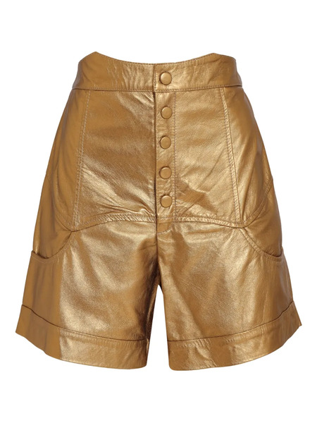  Olympiah Metallic-effect High-waisted Shorts - Gold 