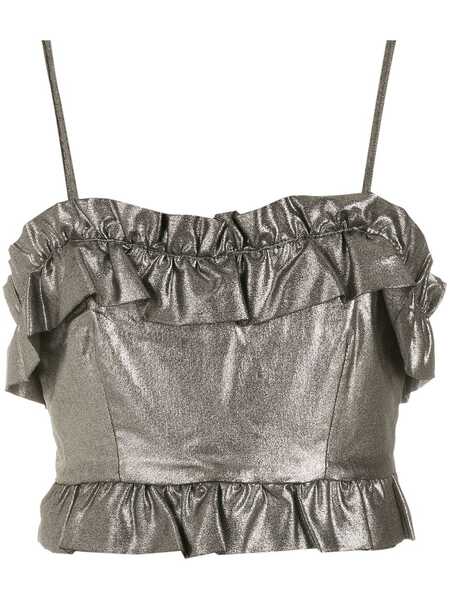  Olympiah Ruffle-trim Foil Top - Metallic 