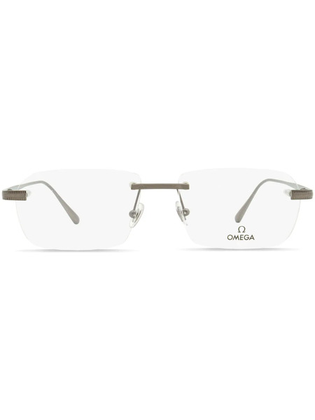  Omega Eyewear Om5015 Rimless-lens Rectangle-frame Glasses - Silver 