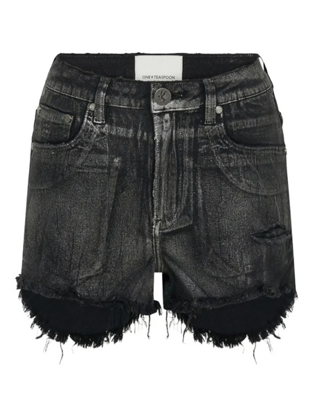  One Teaspoon Bonitas Frayed Denim Short Shorts - Black 