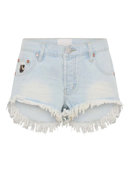  One Teaspoon Frayed Denim Shorts - Blue 
