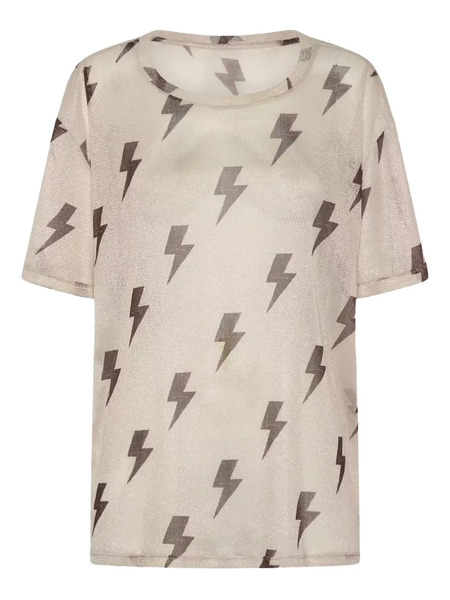  One Teaspoon Lightning-pattern T-shirt - Neutrals 