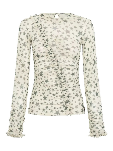  One Teaspoon Party Star-print Ruffled Top - Grey 