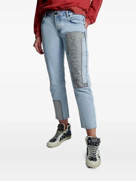  One Teaspoon Patchwork Frayed Jeans - Blue 