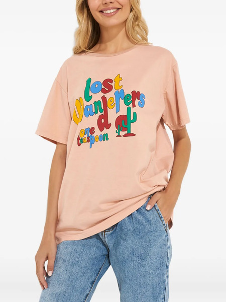  One Teaspoon Round-neck Printed T-shirt - Pink 