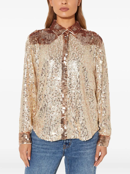  One Teaspoon Sequin-embellished Button Shirt - Gold 