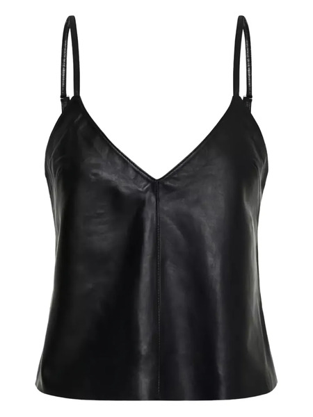  One Teaspoon V-neck Leather Tank Top - Black 