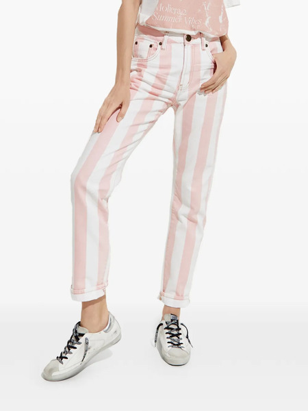  One Teaspoon X Moliera 2 Striped Straight Jeans - White 