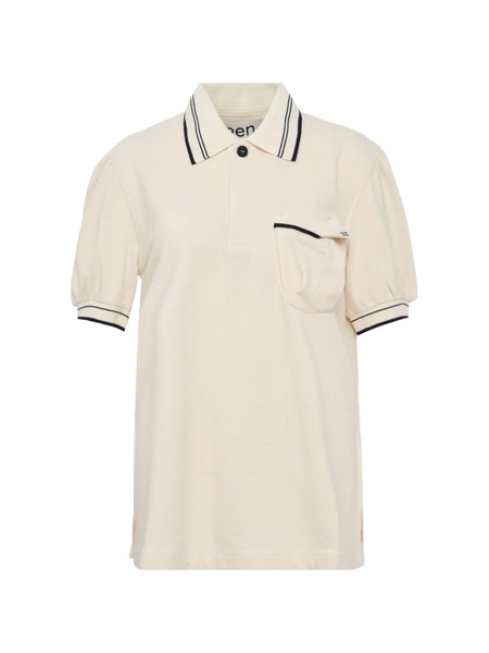  Open Yy Chest-pocket Polo Top - Neutrals 