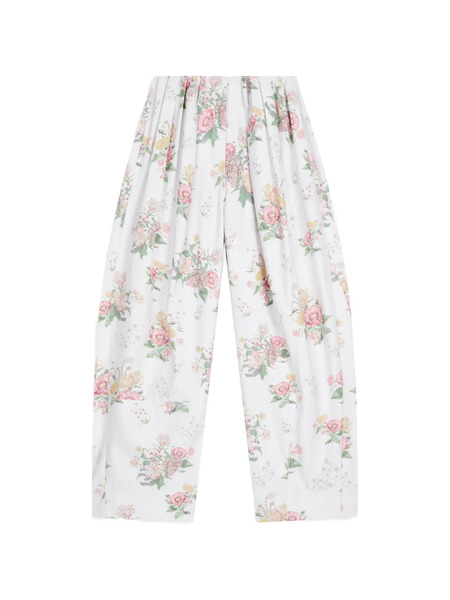  Open Yy Floral Gather Trousers - White 