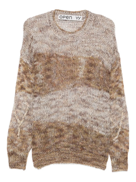  Open Yy Shimmer Striped Sweater - Neutrals 
