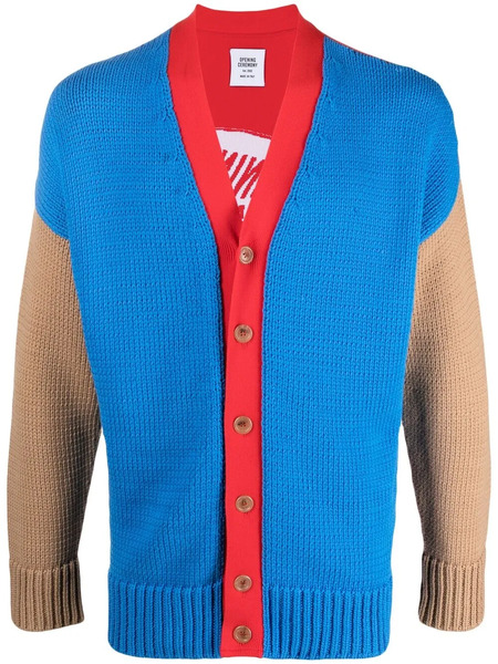  Opening Ceremony Colour-block Logo Cardigan - Blue 