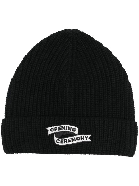 Opening Ceremony Flag Logo Knitted Beanie Hat - Black 
