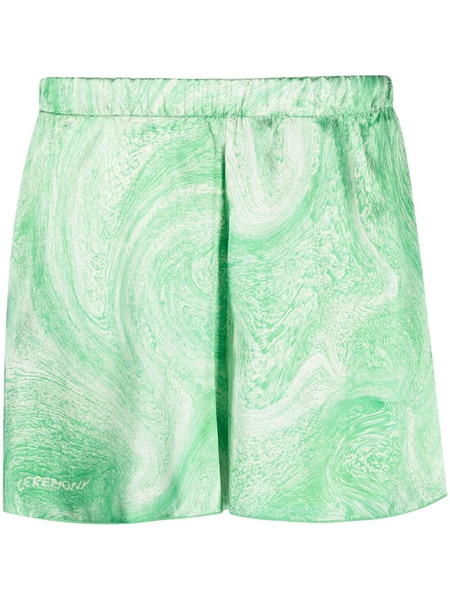  Opening Ceremony Marble-print Shiny Shorts - Green 