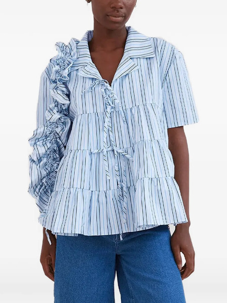  Opérasport Ruffled Striped Shirt - Blue 