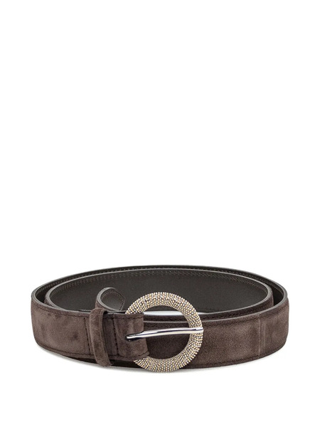  Orciani Beaded-buckle Suede Belt - Brown 
