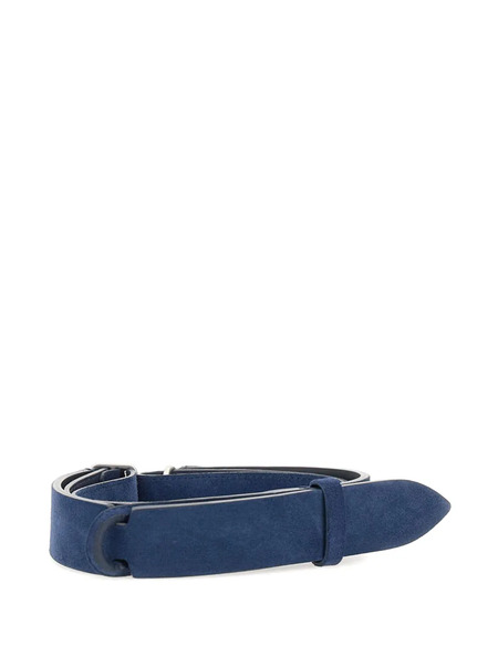  Orciani Brushed Suede Sliding Ring Belt - Blue 