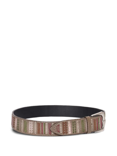  Orciani Embroidered-detail Belt - Grey 