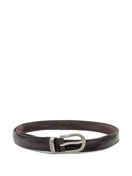  Orciani Engraved Leather Belt - Brown 