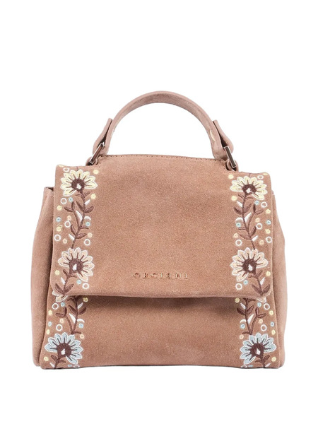  Orciani Floral-embroidered Shoulder Bag - Brown 