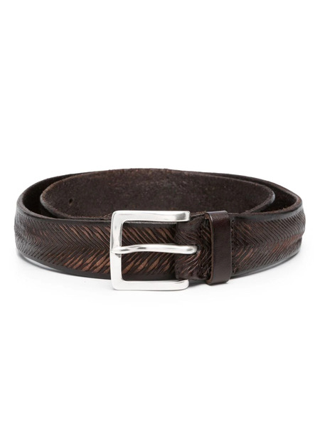  Orciani Herringbone Leather Belt - Brown 