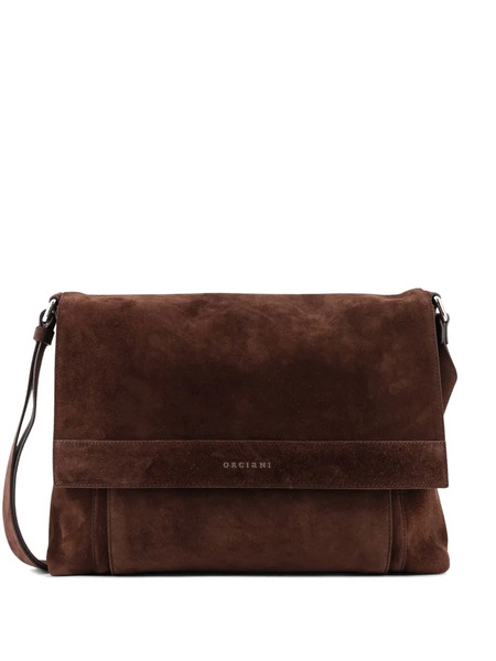  Orciani Peach Flap Logo Shoulder Bag - Brown 