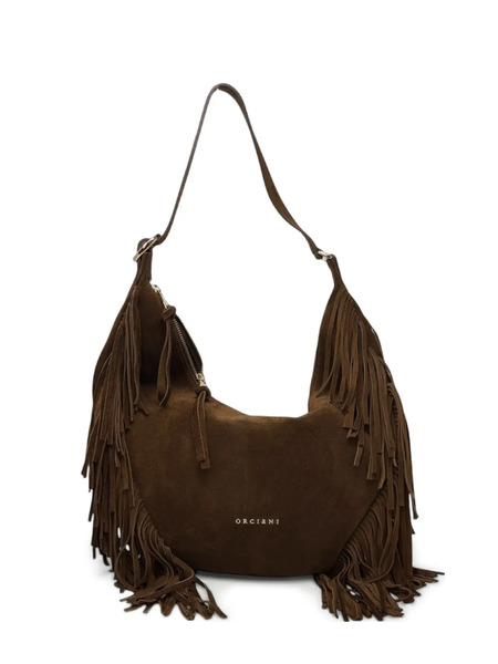  Orciani Small Isola Fringe Hobo Shoulder Bag - Brown 