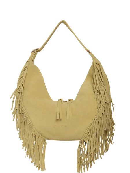  Orciani Small Isola Peach Fringed Leather Shoulder Bag - Yellow 