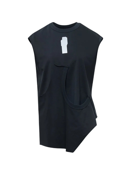  Ordinary Couture Code Asymmetric Sleeveless Top - Black 