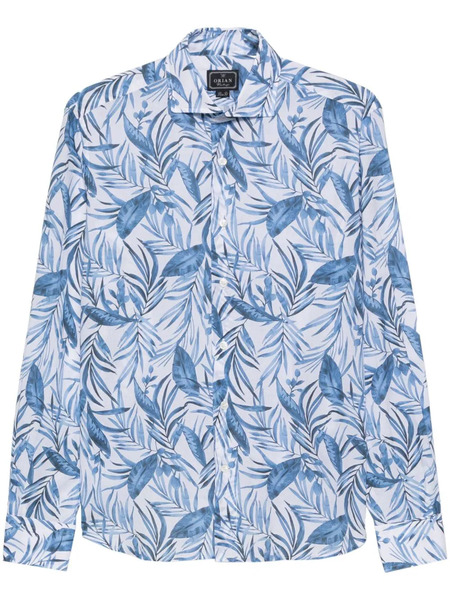  Orian Leaf-print Cotton Shirt - Blue 