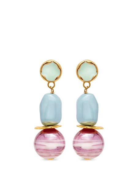  Oscar De La Renta Beaded Drop Earrings - Gold 