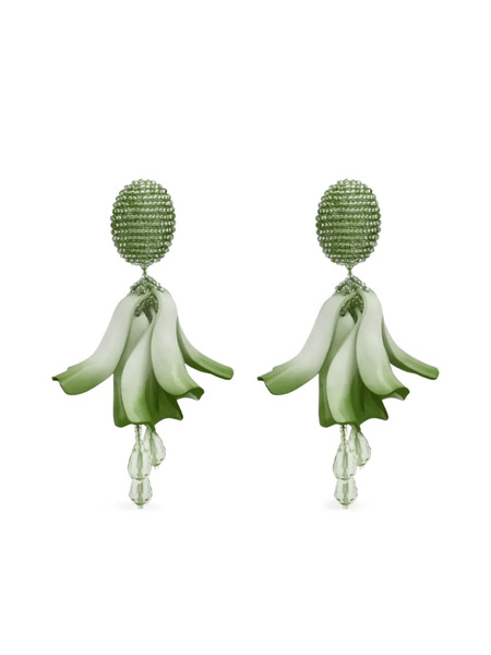  Oscar De La Renta Beaded Floral Earrings - Green 