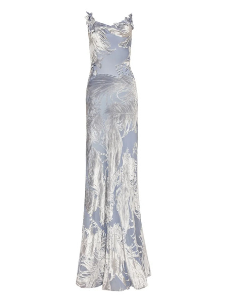  Oscar De La Renta Devoré-effect Velvet Gown - Blue 