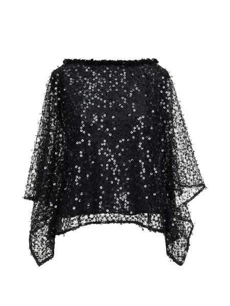  Oscar De La Renta Floating Sequin Blouse - Black 