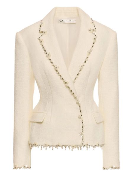  Oscar De La Renta Floral-embellished Jacket - White 