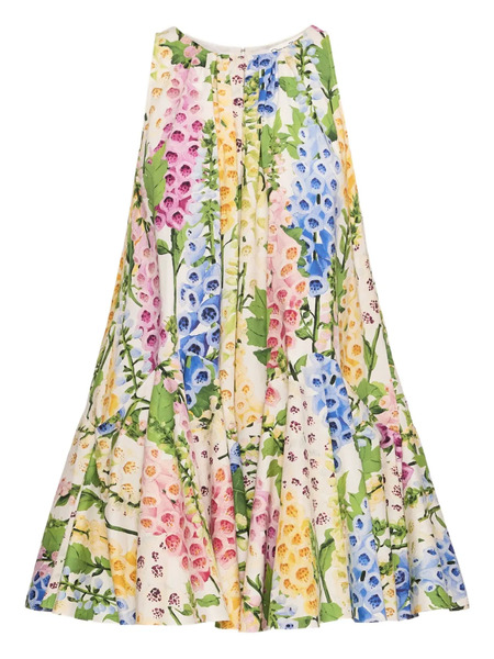  Oscar De La Renta Floral Pattern Mini Dress - White 