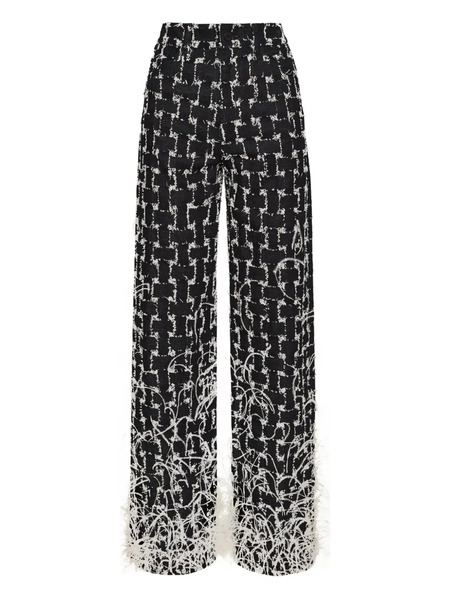  Oscar De La Renta Jacquard Feather-trim Pants - Black 