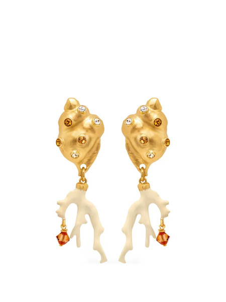  Oscar De La Renta Shell Drop Earrings - Gold 