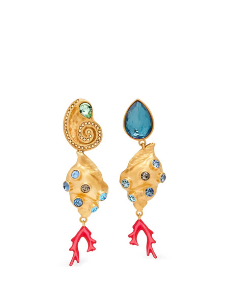  Oscar De La Renta Shell Drop Earrings - Gold 