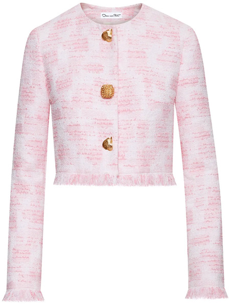  Oscar De La Renta Textured Tweed Jacket - Pink 