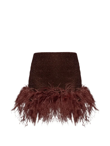  Oséree Feather Mini Skirt - Brown 