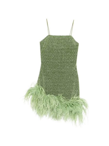  Oséree Feather-trim Mini Dress - Green 